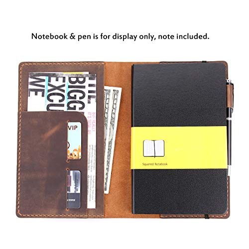 Robrasim Leather Journal Cover Fits for Moleskine Large Hard Cover Notebook, Handmade Vintage Leather Cover for 5"x8.25" Hardcover Notebooks - Brown - Image 3
