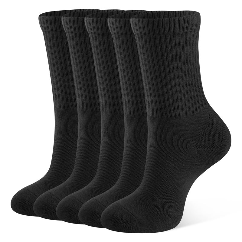 CLOSEMATE Womens Calf Crew Socks Comfortable Soft Cotton and Lightweight 5 Pairs(5 Black, Size S) - Image 1