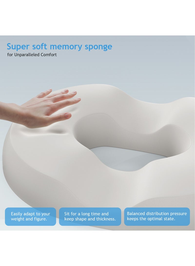 زيريفام وسادة على شكل كعكة على شكل كعكة البواسير، وسادة مقعد فاخرة من إسفنج الذاكرة، وسادة لتخفيف آلام العظام للحمل، العصعص، تقرحات السرير، ما بعد الولادة، عرق النسا (أسود) - Image 2