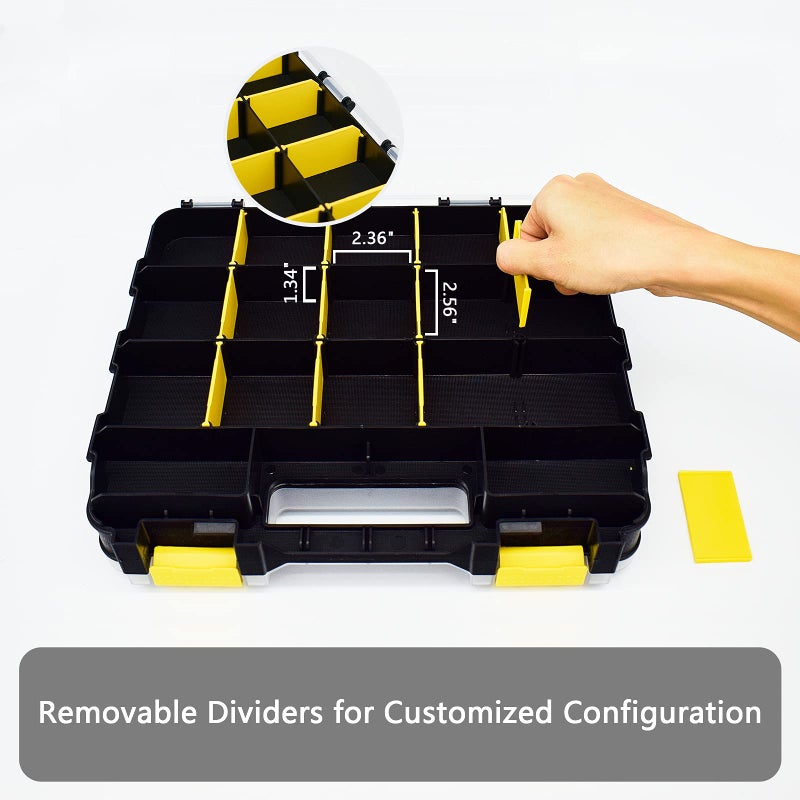 AIDY-PRO Tools Organizer Box Small Parts Storage Box 34-Compartment Double Side Hardware Organizers with Removable Plastic Dividers for Screws, Nuts, Nails, Bolts - Image 4