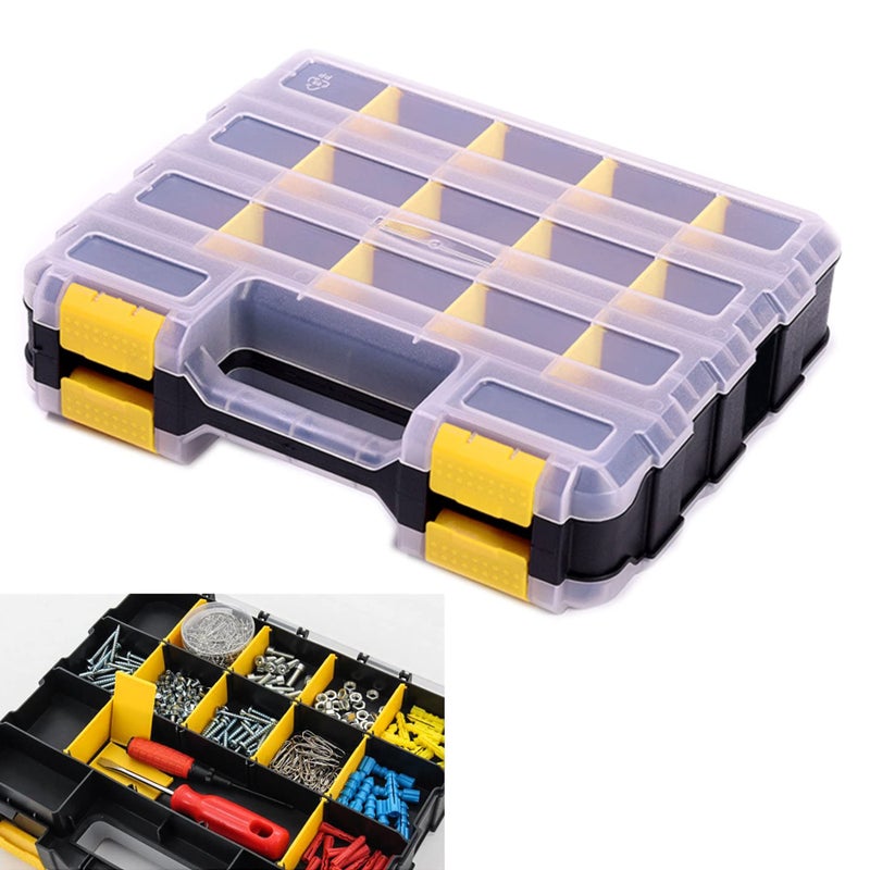 AIDY-PRO Tools Organizer Box Small Parts Storage Box 34-Compartment Double Side Hardware Organizers with Removable Plastic Dividers for Screws, Nuts, Nails, Bolts - Image 1