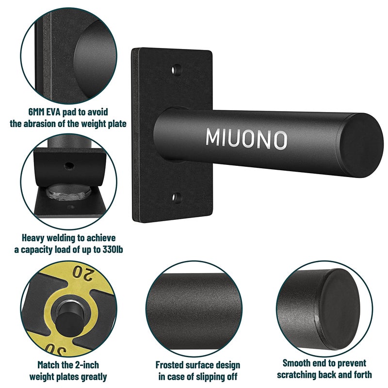 Miuono Weight Plate Holder Wall Mounted Weight Rack Storage For 2"" Olympic Weight Plate 4 Pack Home Gym Organizer (Upgraded Larger Screws) - Image 5