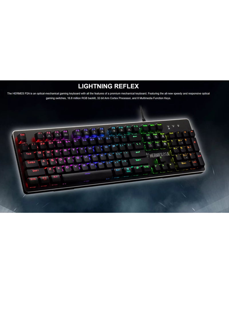 جامدياس - لوحة مفاتيح الألعاب الضوئية HERMES P2A RGB - مفتاح أزرق (بصري) - RGB كامل - دعم البرامج - جميع المفاتيح مضادة للظلال - Image 1