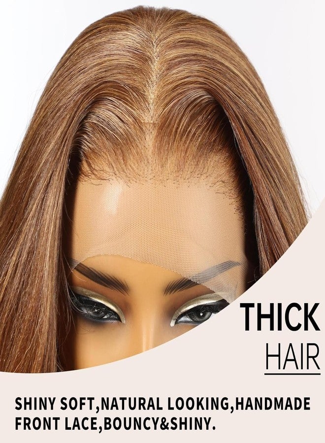 Allbell 13x6 Glueless HD Lace Wigs,Synthetic Lace Front Wig for Black Women,24Inch Honey Brown Body Wave Hair Replacement - Image 3
