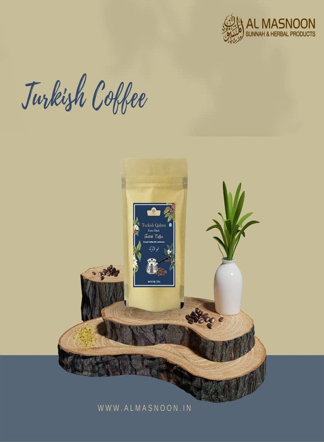 AL MASNOON Turkish Coffee/Turkish Qahwa/Made with Dark Roasted Ground Coffee & Cardamom 100g - Image 3