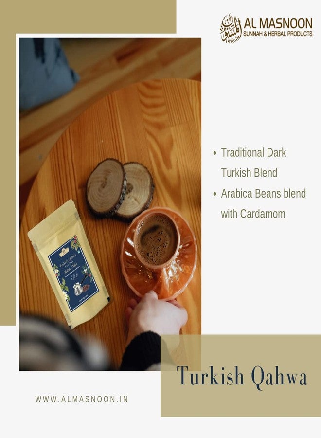 AL MASNOON Turkish Coffee/Turkish Qahwa/Made with Dark Roasted Ground Coffee & Cardamom 100g - Image 4