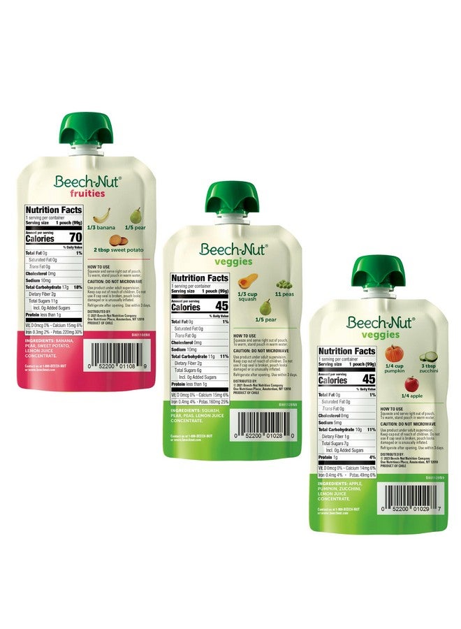 Beech-Nut Baby Food Pouches Variety Pack, NEW Farmer's Favorites Fruit & Veggie Purees Variety Pack, 3.5 oz (18 Pack) - Image 1