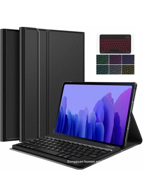 For IPad10.9 Inch Bluetooth Keyboard Leather Case Air7 Backlit Pro11 Generation Protective Case 4 Bar Spanish-Color:Leather Case + Colorful Backlit Keyboard (Traditional)-Product Type:Ipad Pro 11inch 2024 Model