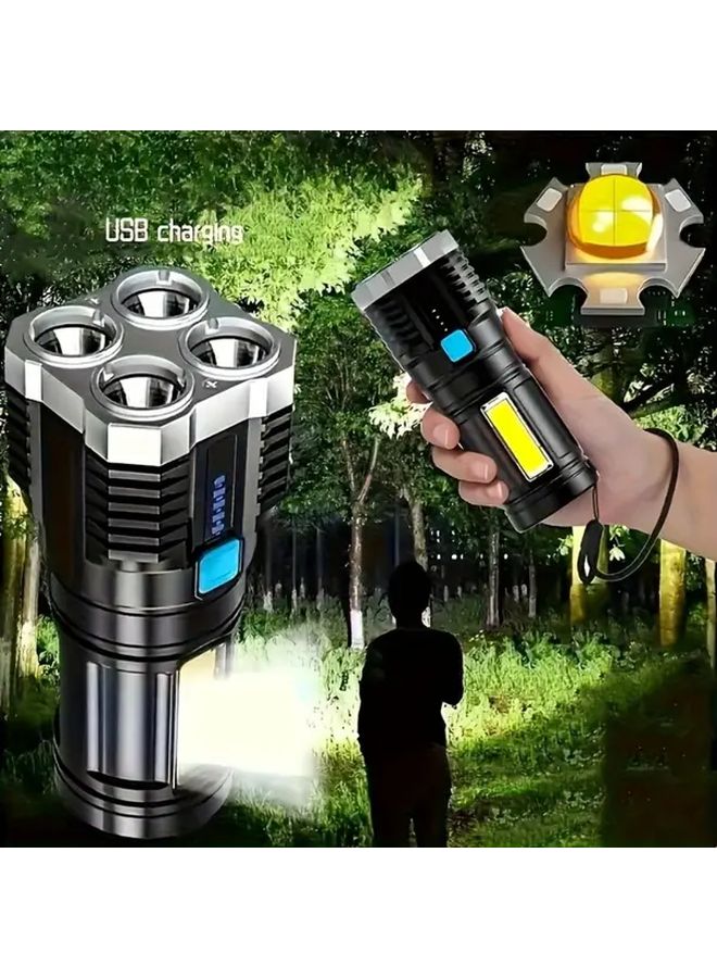 Anyice Professional LED Flashlight Black 800mAh USB C Fast Charging 4 Modes SOS Strobe High Low Beam Emergency Light For Camping Hiking - Image 2