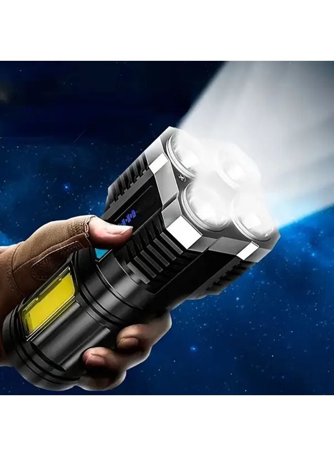 Anyice Professional LED Flashlight Black 800mAh USB C Fast Charging 4 Modes SOS Strobe High Low Beam Emergency Light For Camping Hiking - Image 3