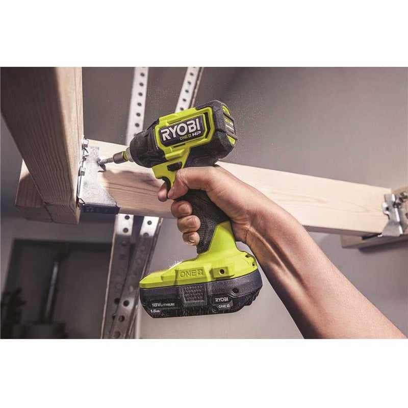 Ryobi مجموعة مثقاب ومفك تأثير ريوبي ONE+ HP 18V بدون فرشاة لاسلكي مضغوط 1/2 بوصة مع (2) بطاريات 1.5 Ah، شاحن وحقيبة - Image 4
