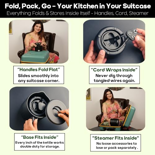 InstaCuppa Nonstick Portable MultiKettle 1000ml | Fry Eggs, Cook & Boil Without Sticking | Keep Warm | Auto Shut-Off | Foldable Handle | Includes Egg Tray | Easy-Clean Coating | For Travel & Home - Image 2