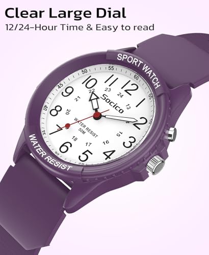 SOCICO Watch for Men Women Big Face Classic Analog Quartz Sports Backlight Unisex Waterproof Nurse Watch for Medical Army Military Time with Second Hand Easy to Read Casual Wristwatch - Image 4