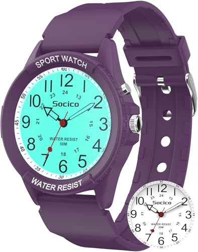 SOCICO Watch for Men Women Big Face Classic Analog Quartz Sports Backlight Unisex Waterproof Nurse Watch for Medical Army Military Time with Second Hand Easy to Read Casual Wristwatch - Image 1
