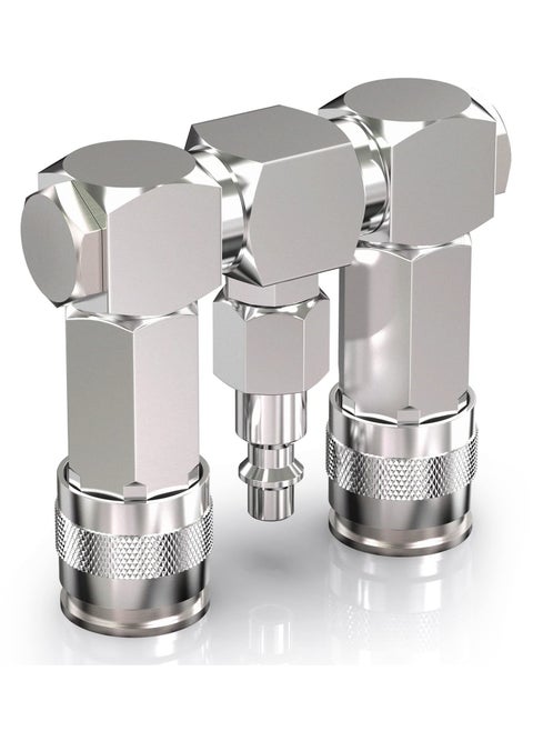 Air Hose Connectors 2 Way Air Hose Splitter Fittings 1/4 in NPT Air Compressor Fittings High Pressure Resistance Air Manifold Swivel 360 Degrees Connectors Air Compressor Accessories