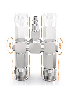 SYOSI Air Hose Connectors 2 Way Air Hose Splitter Fittings 1/4 in NPT Air Compressor Fittings High Pressure Resistance Air Manifold Swivel 360 Degrees Connectors Air Compressor Accessories  - Image 5
