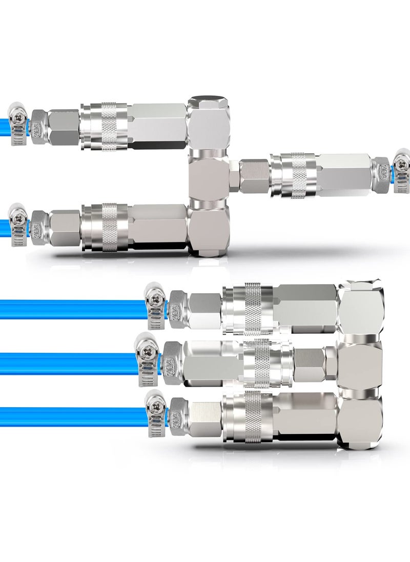SYOSI - Air Hose Connectors 2 Way Air Hose Splitter Fittings 1/4 in NPT Air Compressor Fittings High Pressure Resistance Air Manifold Swivel 360 Degrees Connectors Air Compressor Accessories - Image 1