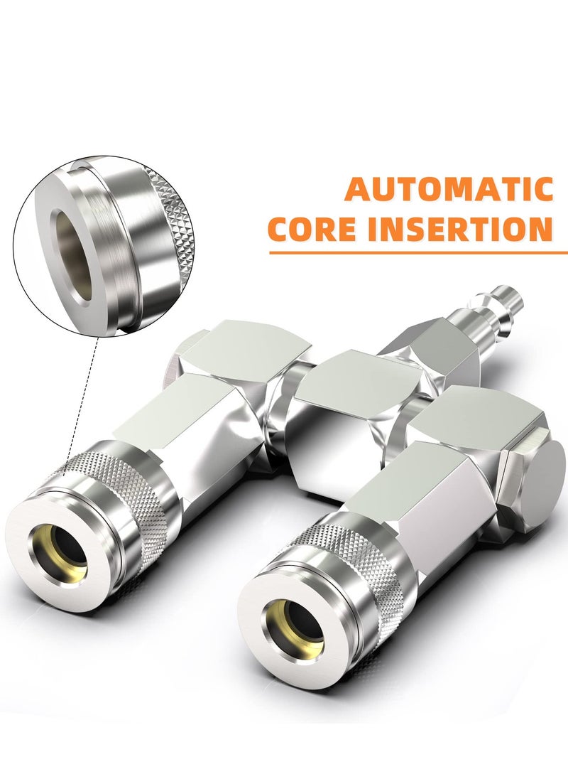 SYOSI - Air Hose Connectors 2 Way Air Hose Splitter Fittings 1/4 in NPT Air Compressor Fittings High Pressure Resistance Air Manifold Swivel 360 Degrees Connectors Air Compressor Accessories - Image 1