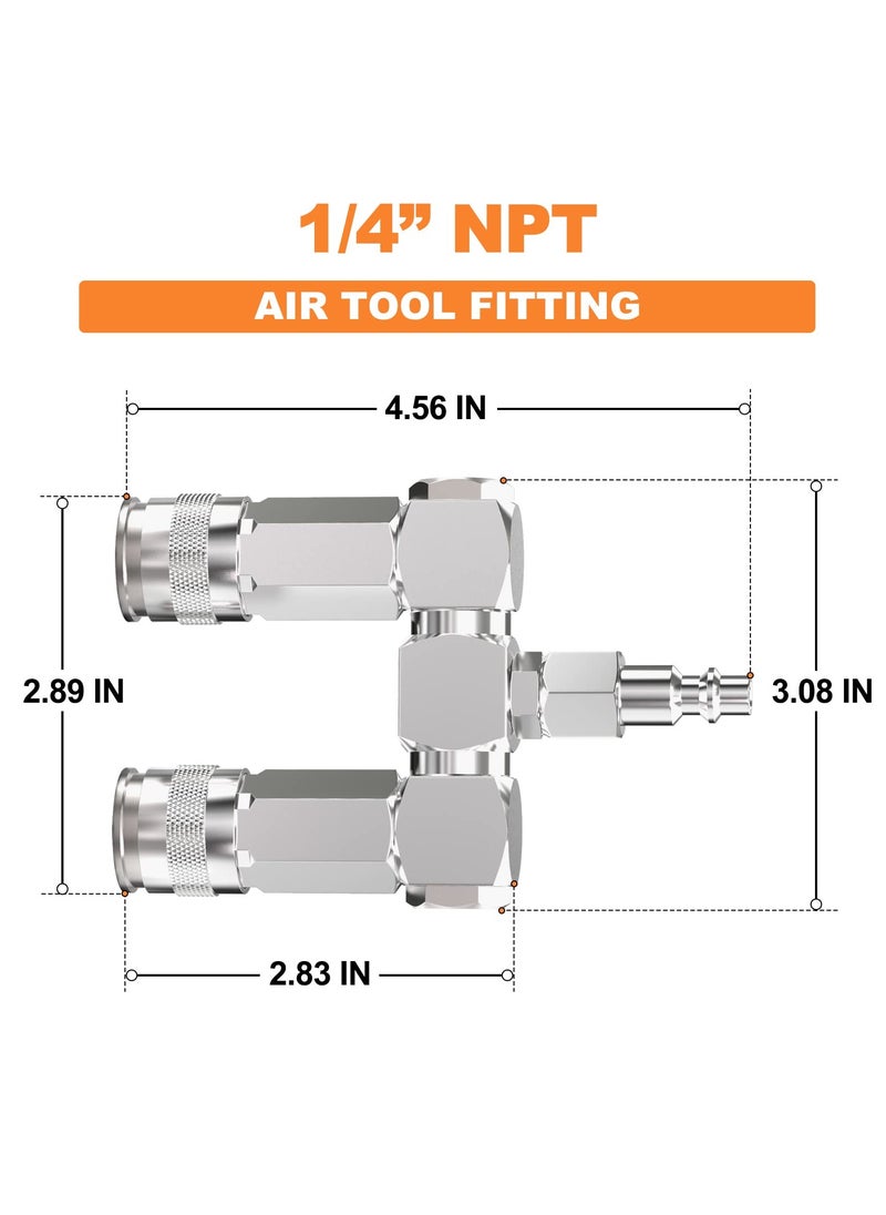 SYOSI - Air Hose Connectors 2 Way Air Hose Splitter Fittings 1/4 in NPT Air Compressor Fittings High Pressure Resistance Air Manifold Swivel 360 Degrees Connectors Air Compressor Accessories - Image 1