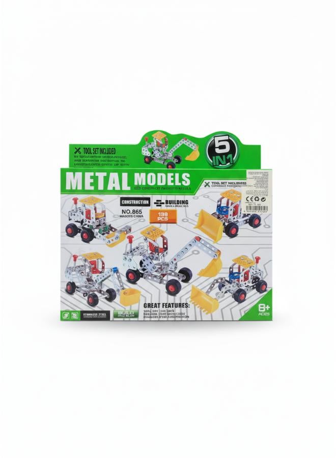 Metal Models 5-in-1 Construction Building Vehicle Model Toys No. 865 - Image 1
