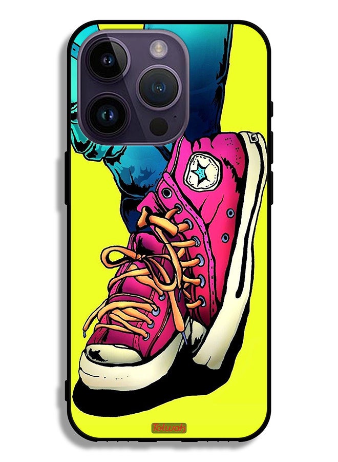 Tolwak Apple iPhone 14 Pro Protective Case Canva Shoes Art - Image 2