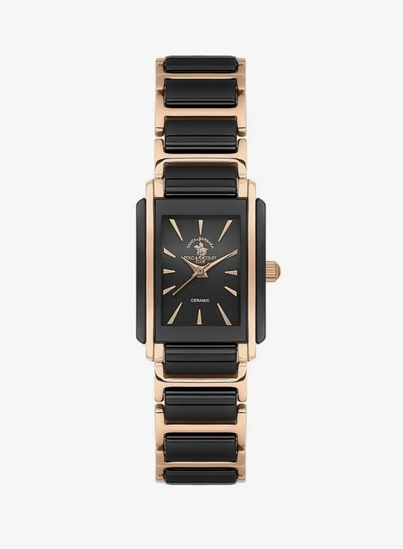 SANTA BARBARA POLO & RACQUET CLUB Santa Barbara Polo & Racquet Club - Noble Women's Watch | Steel and Ceramic Band with Steel Case | Analog | Square Dial | Ceramic | Japanese Quartz | Water Resistance 50 Meters