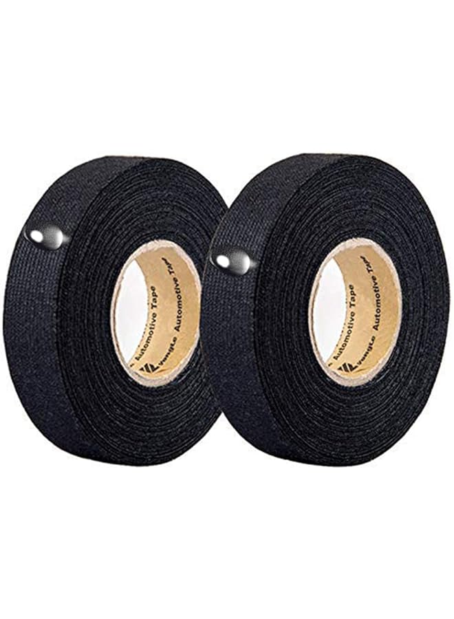 PROMASS promass 2 Rolls Automotive Wiring Harness Cloth Tape High Temp Wire Harness Wrapping Tape, Black Adhesive Fabric Tape,Noise Damping Heat Proof (19MM 25M)  - Image 1