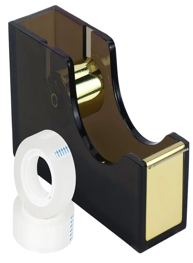 MultiBey Black & Gold Tape Dispenser with 1 Tape Refills, Acrylic Tape Dispenser Desk Stylish Tape Holder 1'' Core, Black and Gold Office Supplies and Accessories for School Home Office - Image 4