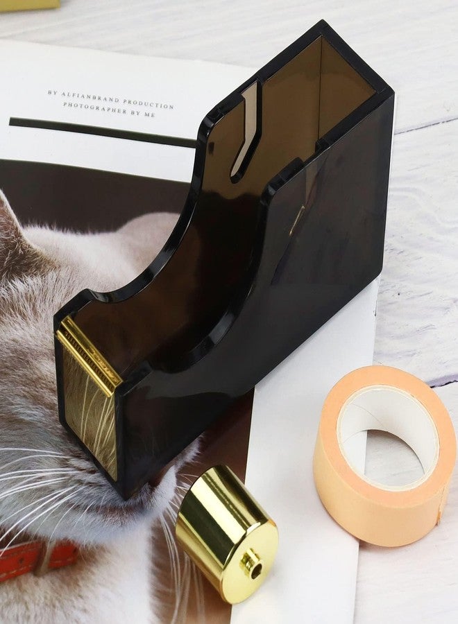 MultiBey Black & Gold Tape Dispenser with 1 Tape Refills, Acrylic Tape Dispenser Desk Stylish Tape Holder 1'' Core, Black and Gold Office Supplies and Accessories for School Home Office - Image 3