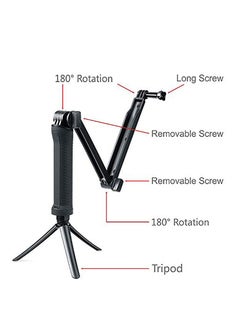 Y&D 3 Way Tripod for Go Pro Hero 10/9/8/7/6/5/4/3/2/1 Series and other Action Cameras, Detachable Extendable Selfie Stick Pole with Hand Grip Stand  - Image 3