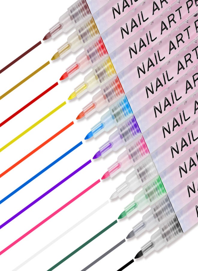 12Pcs Multicolor Manicure Pens 3D Painting Pen Dots Flower Fine Drawing DIY Nail Art Painting Pen - Image 3