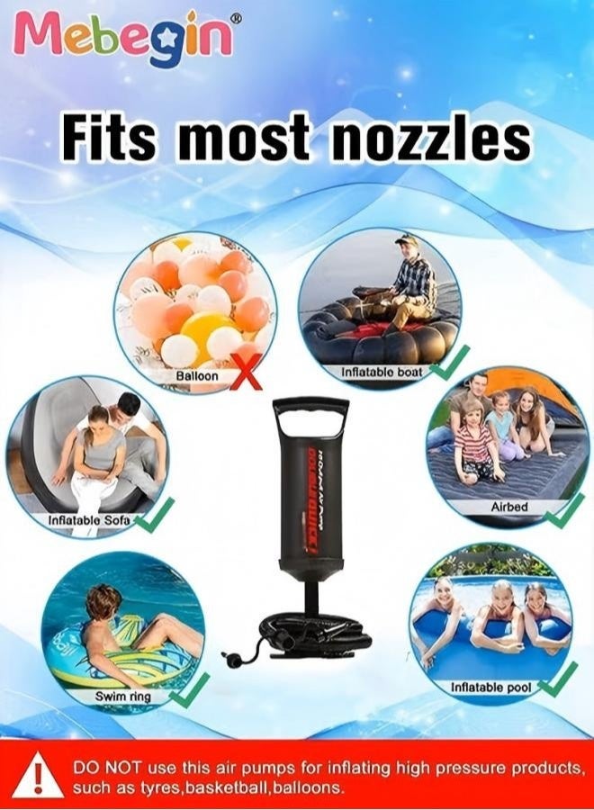 MEBEGIN Hand Pump,Double Quick Air Pump for Inflatable, Hand Held Air Pump Rapid Inflation Portable Manual Air Pump with 3 Nozzle for Outdoor, Swimming Ring, Mattress, Pool Floats, Inflatable Toys - Image 4