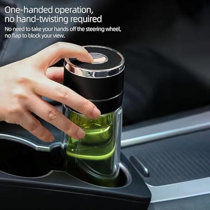 NALACAL Tea Infuser Bottle  DoubleWall Borosilicate Glass Tea Mug With Stainless Steel Filter Portable Travel Tea Tumbler With Tea Diffuser Black - Image 3