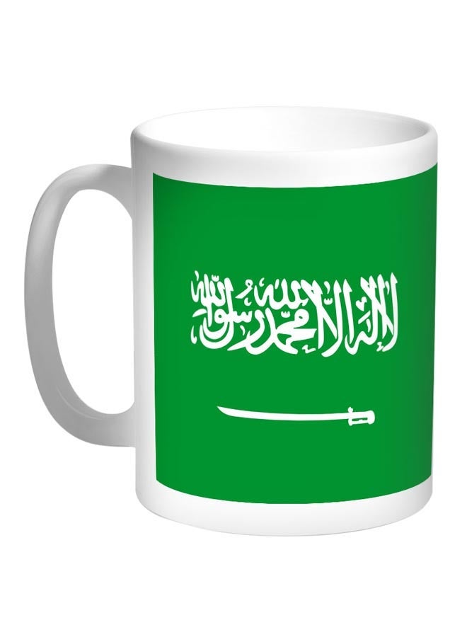 Kingdom of Saudi Arabia Printed Coffee Mug White/Green 11ounce