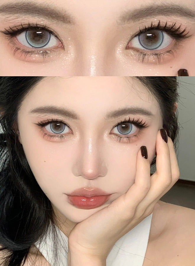 Mill Creek color contact lenses 14.2MM hydrogel lenses can be used for 12 months 1 pair of 2 green glasses - Image 3