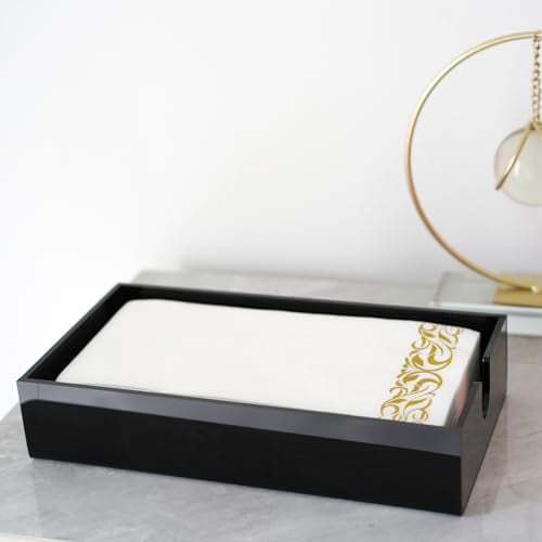 HANKOR Acrylic Napkin Holder for Bathroom, Guest Towel Holder Tray, Bathroom Disposal Paper Hand Face Towels Holder (Black) - Image 4