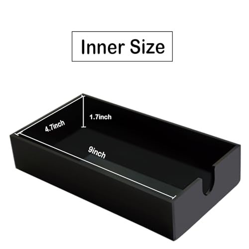 HANKOR Acrylic Napkin Holder for Bathroom, Guest Towel Holder Tray, Bathroom Disposal Paper Hand Face Towels Holder (Black) - Image 5