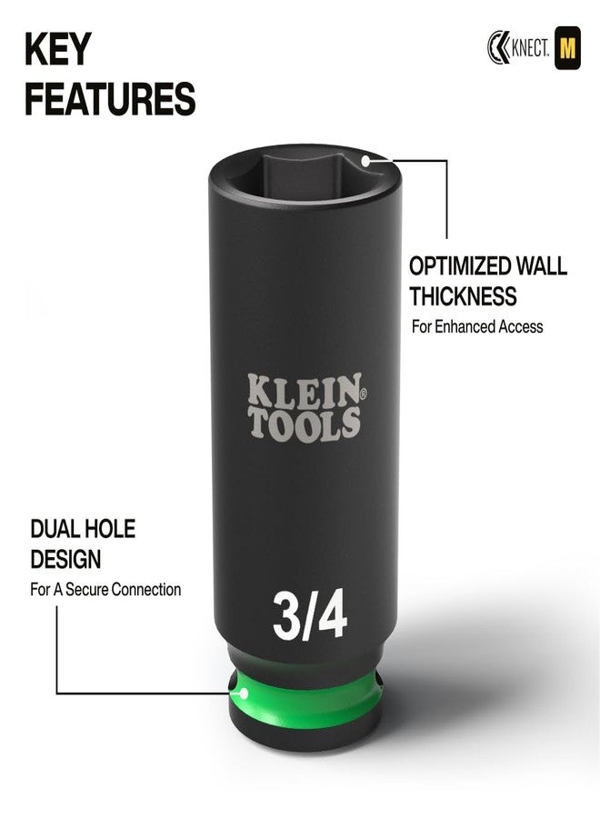 Klein Tools 65109IMPCT KNECT Deep-Well 3/8-Inch Drive Impact Socket Set, SAE, 9-Piece Tool Set with Impact Driver Adapter, Multi-Purpose Wrench Adapter, Color-Coded, MODbox Socket Organizer - Image 4