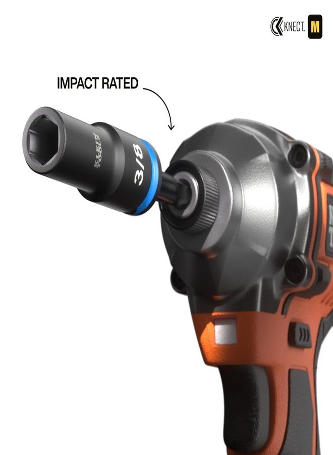 Klein Tools 65109IMPCT KNECT Deep-Well 3/8-Inch Drive Impact Socket Set, SAE, 9-Piece Tool Set with Impact Driver Adapter, Multi-Purpose Wrench Adapter, Color-Coded, MODbox Socket Organizer - Image 5