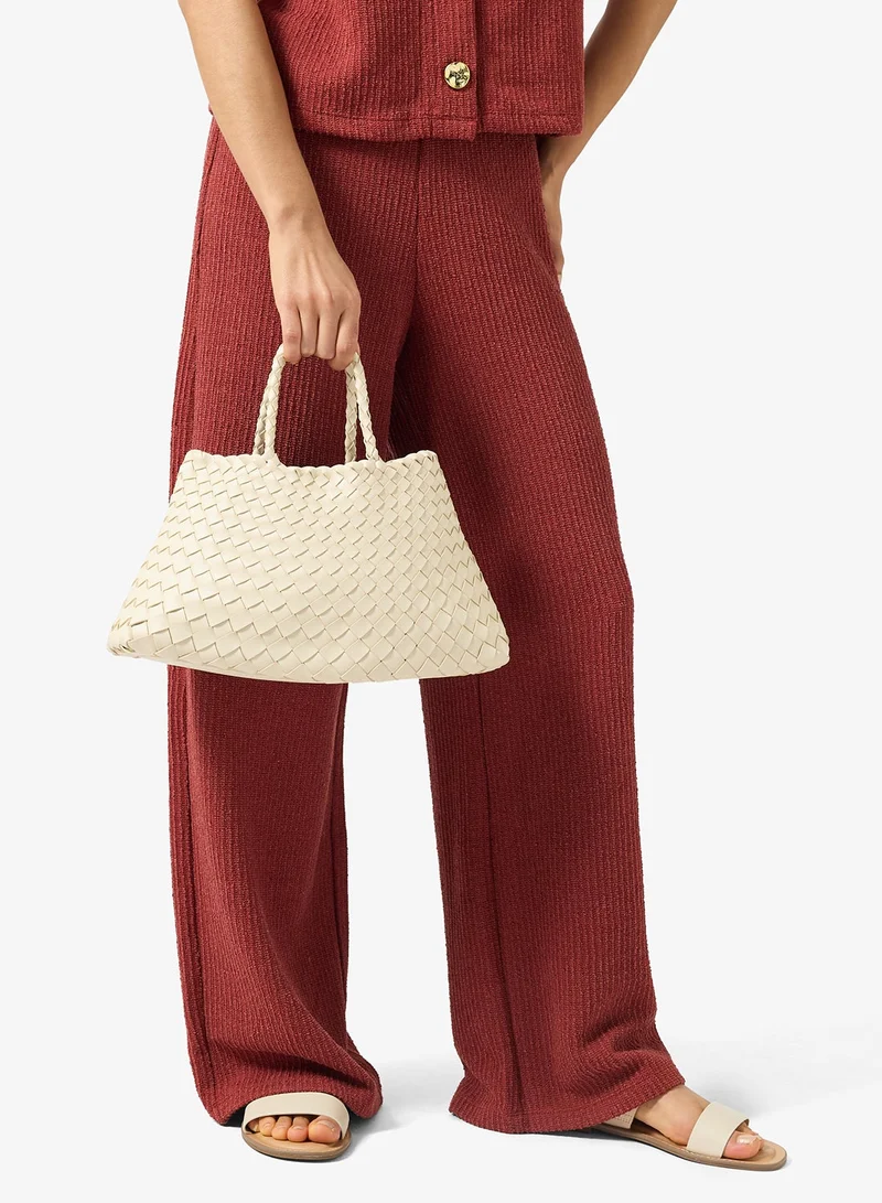ELLA Woven Textured Detail Tote Bag