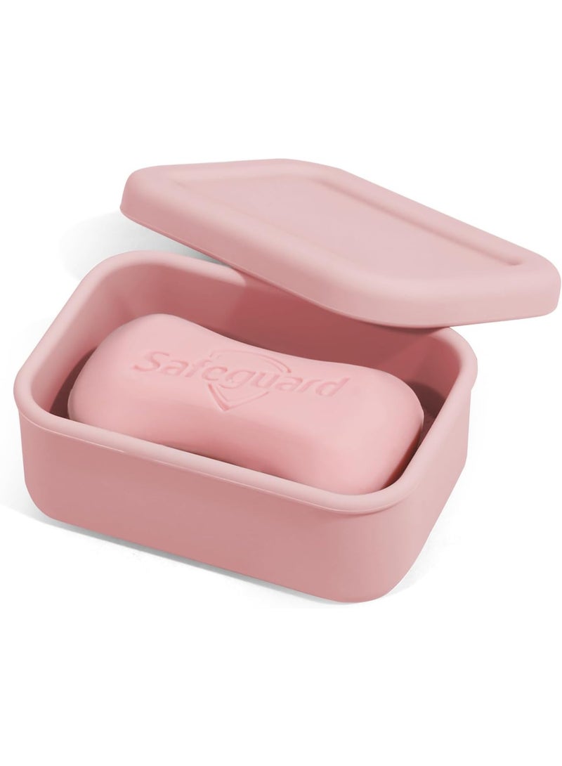 Leak Proof Silicone Travel Soap Case with Draining Layer, Travel Size Toiletry, Portable Soap Container for One Regular Bar Soap Perfectly, Shatter-Proof Soap Holder for Bathroom, Gym (Light Pink) - Image 1