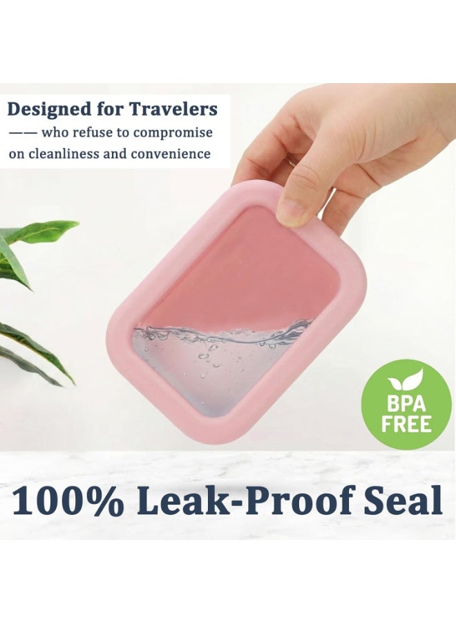 Leak Proof Silicone Travel Soap Case with Draining Layer, Travel Size Toiletry, Portable Soap Container for One Regular Bar Soap Perfectly, Shatter-Proof Soap Holder for Bathroom, Gym (Light Pink) - Image 3