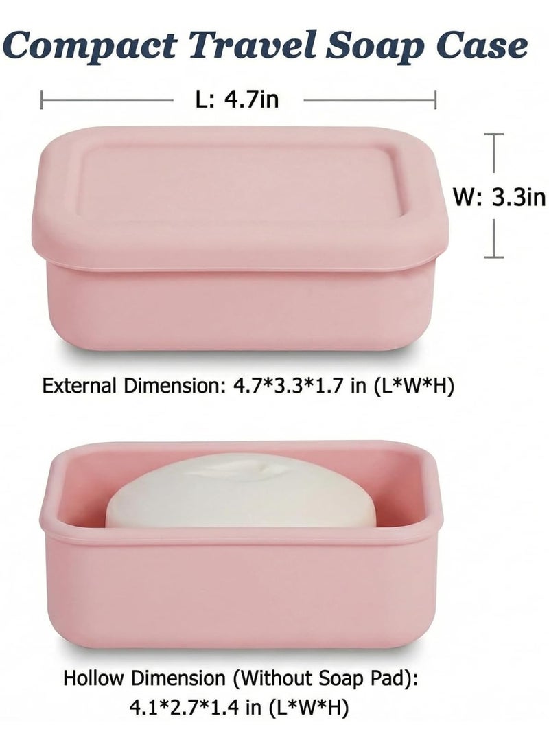 Leak Proof Silicone Travel Soap Case with Draining Layer, Travel Size Toiletry, Portable Soap Container for One Regular Bar Soap Perfectly, Shatter-Proof Soap Holder for Bathroom, Gym (Light Pink) - Image 2