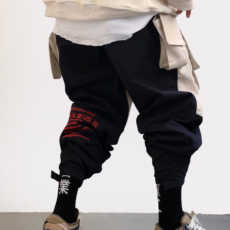 Niepce Inc Japanese Streetwear Black Men's Cargo Pants (Black-p8, M) - Image 3