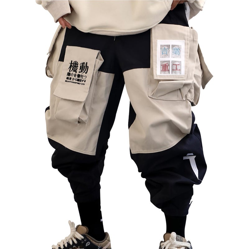 Niepce Inc Japanese Streetwear Black Men's Cargo Pants (Black-p8, M) - Image 1