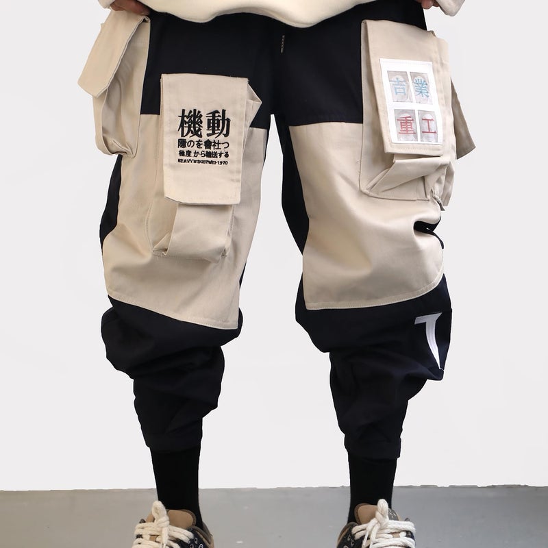Niepce Inc Japanese Streetwear Black Men's Cargo Pants (Black-p8, M) - Image 4