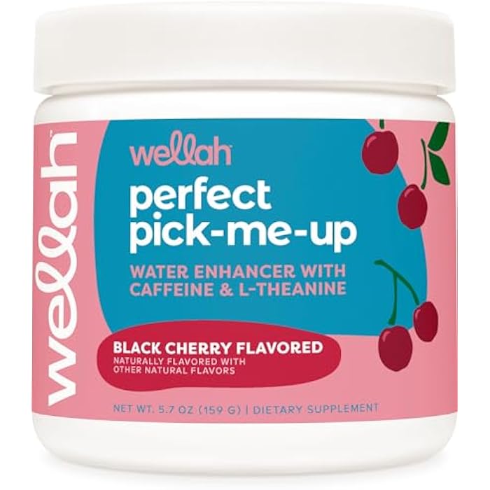 Wellah Perfect Pick-Me-Up (Black Cherry) 30 Servings - Energy Boost Drink Mix - Image 1