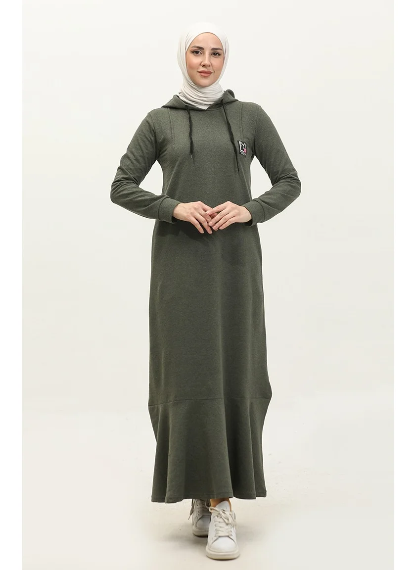 Sefa Merve Two Yarn Hooded Sports Dress 3019-03 Khaki