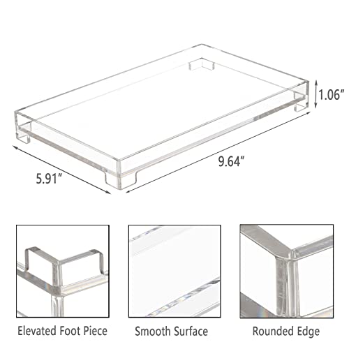 DELIPPLY Vanity Bathroom Tray, Acrylic Rectangle Decorative Catchall Organizer Storage Tray (Medium-Clear) - Image 5