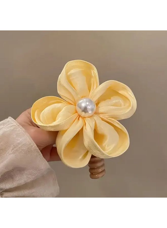 ربطة شعر وردية حمراء مع زهور حلزونية، إكسسوار شعر ناعم من البلاستيك للنساء والمراهقات - Image 5